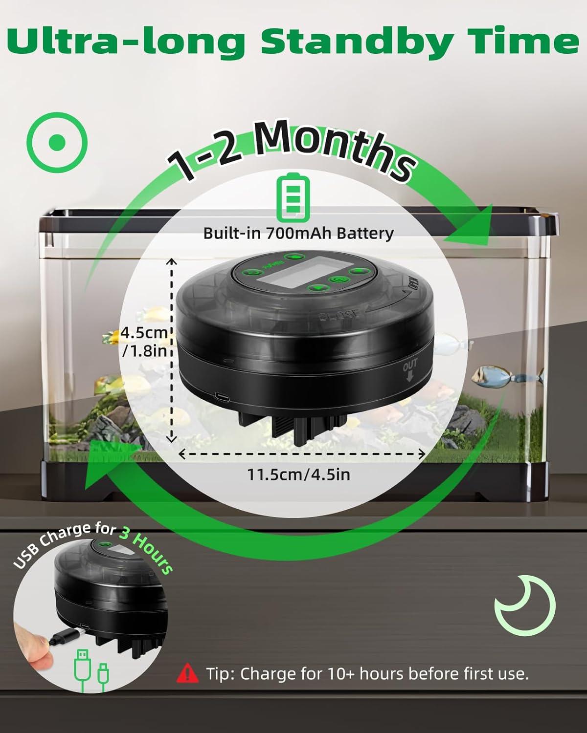 Thumbnail 6 de Papettly auto fish feeder with LCD, 700 mAh