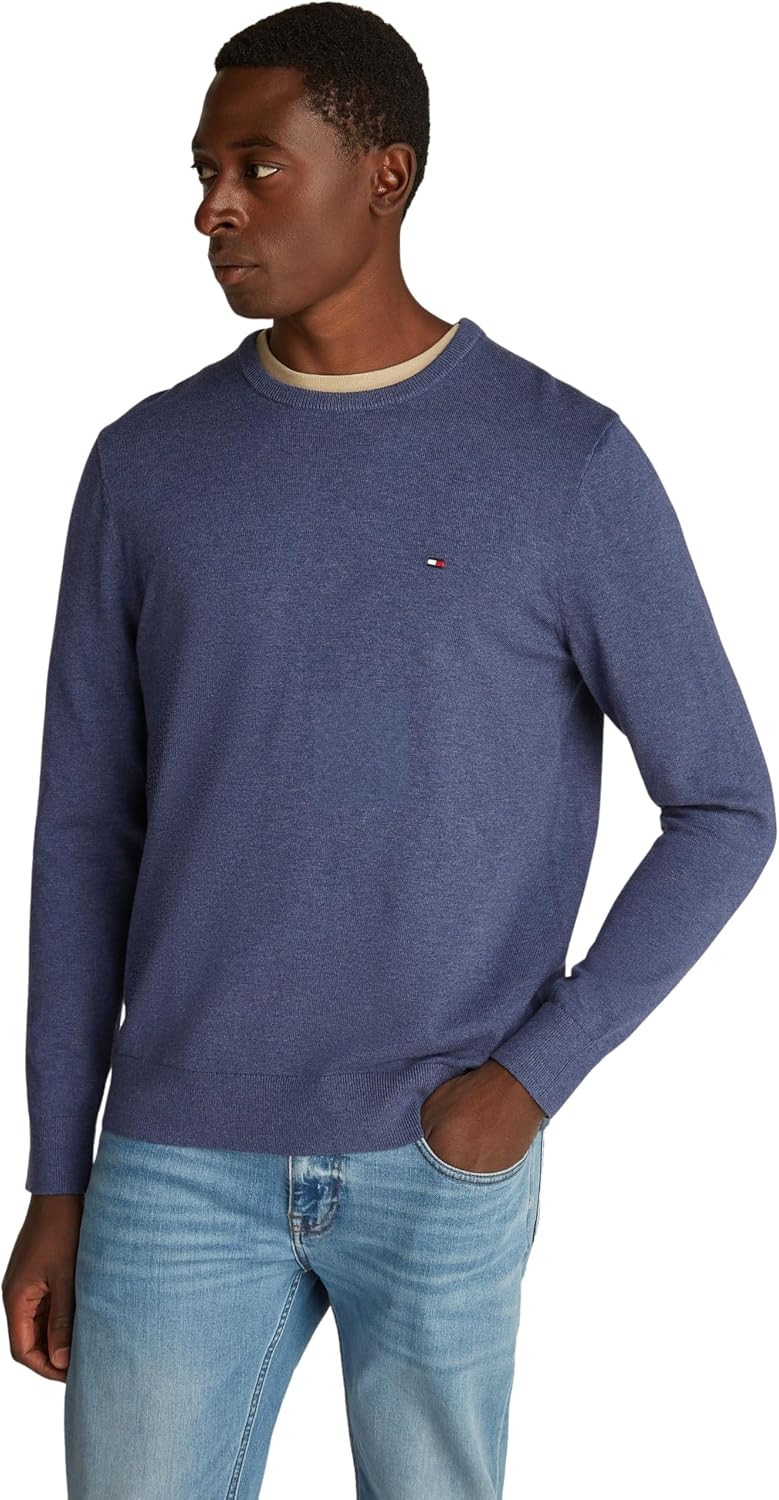 Detalle de Tommy Hilfiger Essential Cotton pullover uomo con scollo rotondo