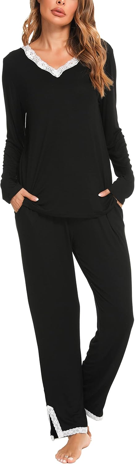Detalle de Lovasy Ensemble Pyjama Femme Cotton Hiver đ