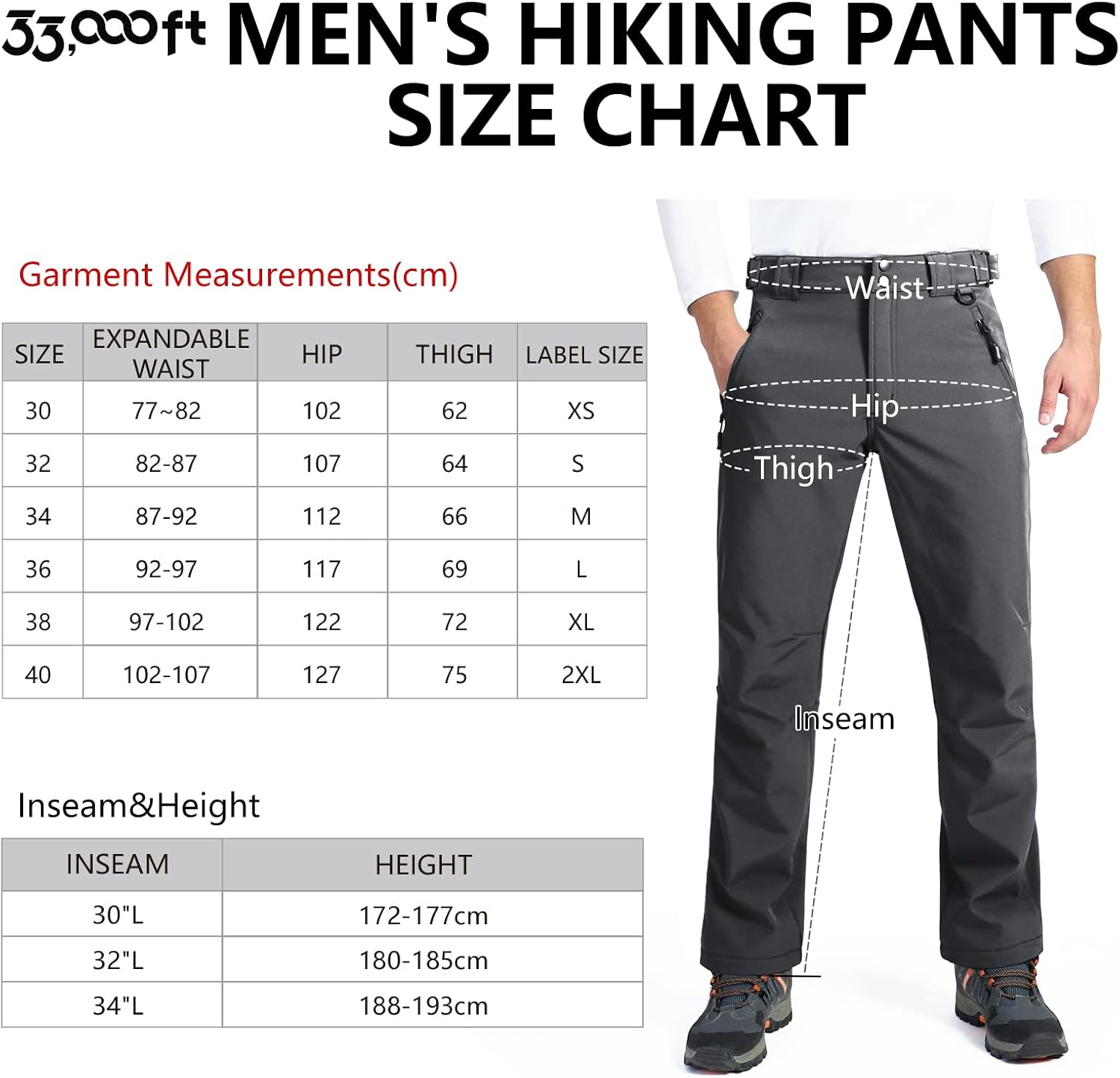 Thumbnail 6 de 33,000ft Outdoorhose Herren Softshellhose Fleece