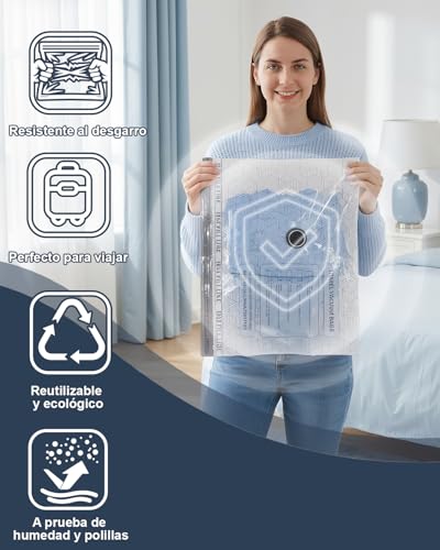 Detalle de Raplink Juego de 4 Bolsas de Vacío para Ropa con Bomba Manual 50×40 cm