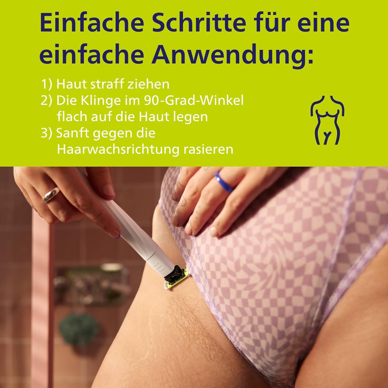 Detalle de Philips OneBlade Intimate QP1924/28 – Intimrasur, Trimmen & Rasieren mit SkinProtect