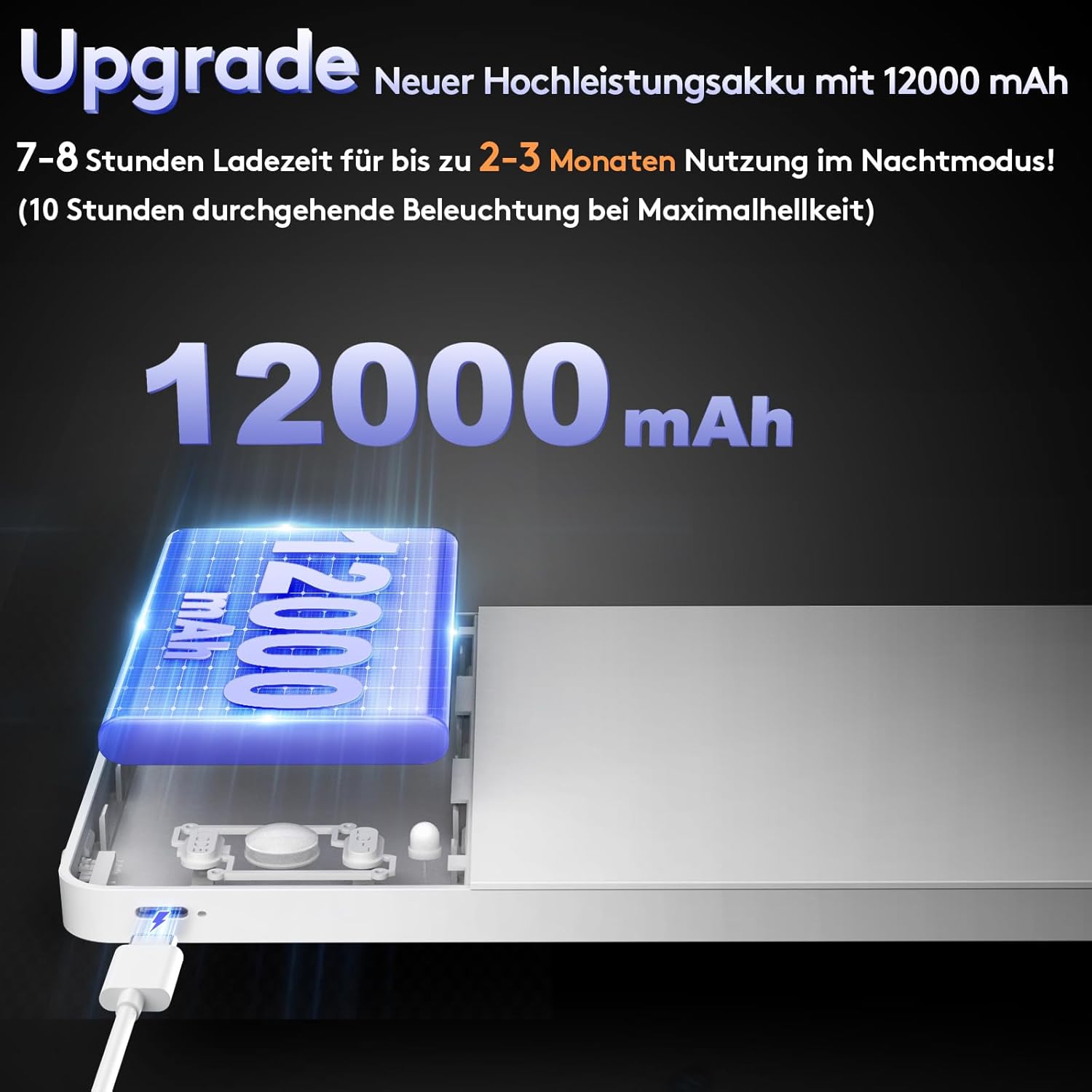 Thumbnail 3 de LED-Deckenleuchte mit Bewegungsmelder & Fernbedienung – kabellos, dimmbar, 12000 mAh Akku