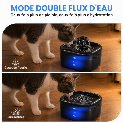 Detalle de Fontaine à Eau Nenozi pour Chats et Chiens - 2,2 L, Pompe Ultra-Silencieuse et Filtration Triple