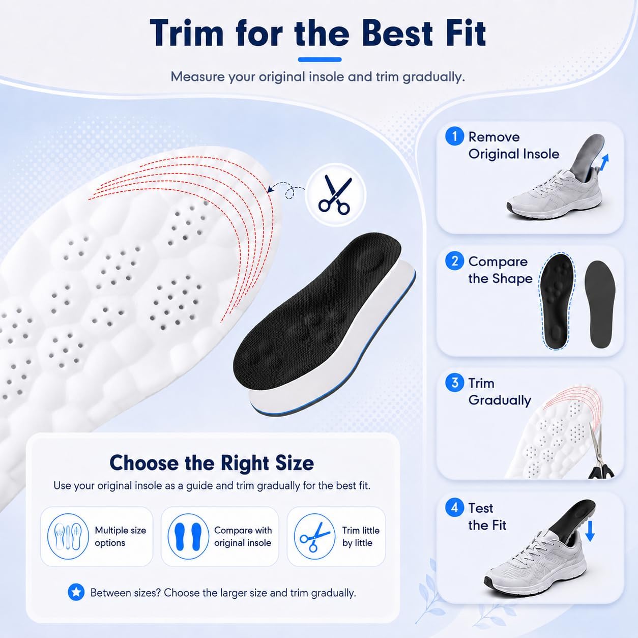 Detalle 1 de ENLOPQ GEN-SOLE-Black-Small Women's Insoles, Memory Foam, Arch Support