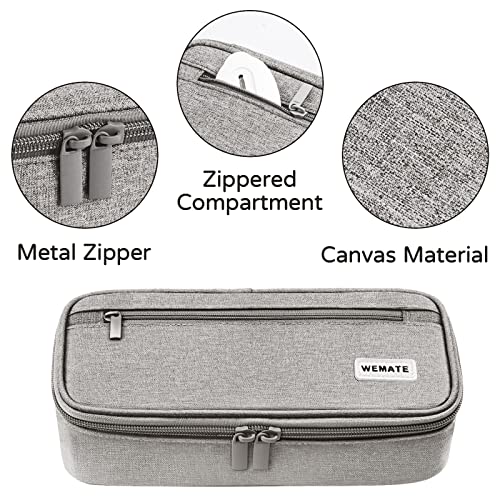 Detalle de WEMATE Large Pencil Case: Upgraded Canvas with Big Capacity and 5 Organizational Compartments