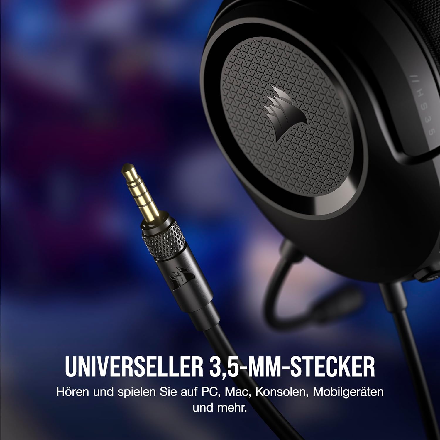 Detalle de Corsair HS35 v2 Multiplattform – kabelgebundenes Gaming-Headset mit omnidirektionalem Mikrofon