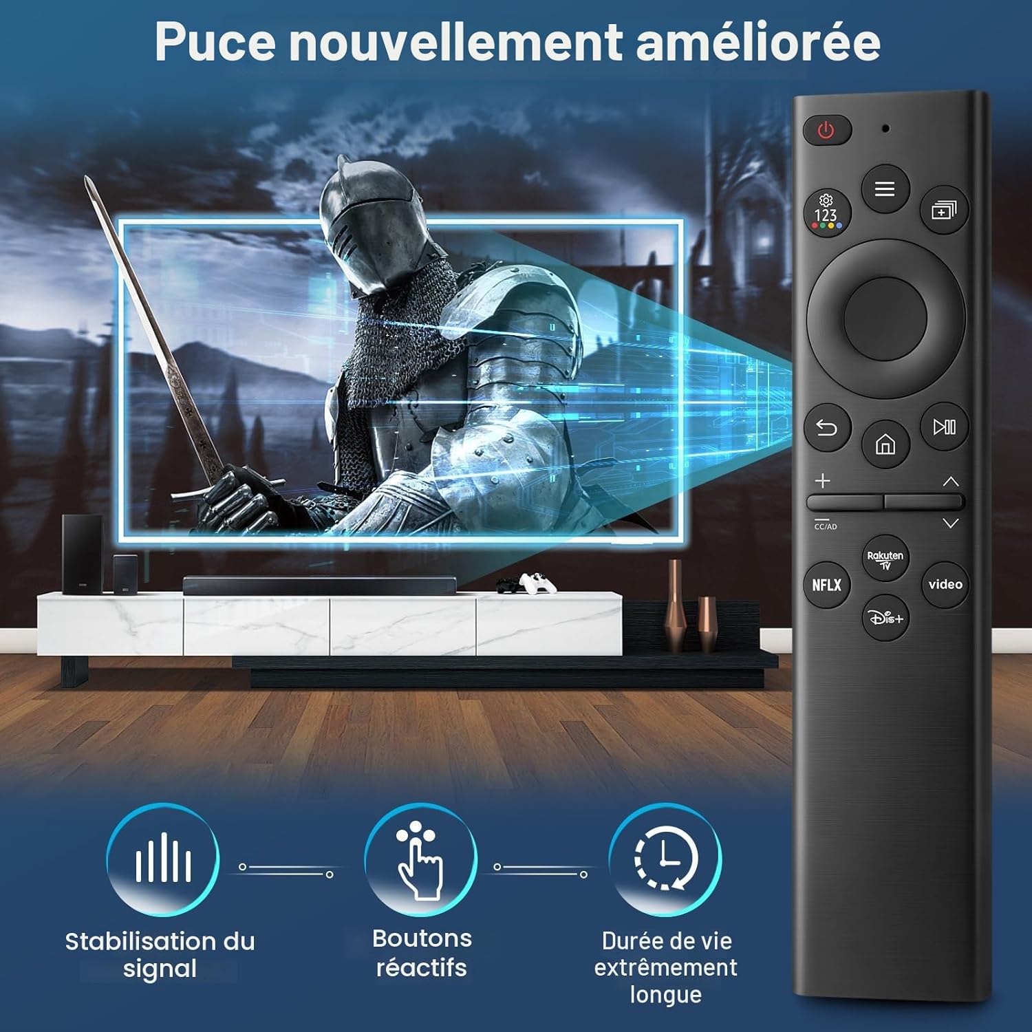 Detalle de Télécommande universelle de remplacement intelligente pour TV Samsung (boutons raccourcis)