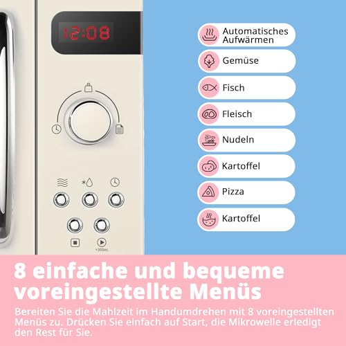 Thumbnail 3 de Comfee CMSRO 20 di cr Mikrowelle im Retro-Stil – 20 L, 800 W, 8 Automatikprogramme