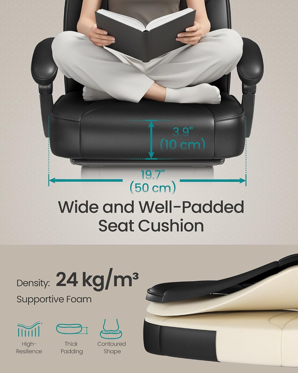 Detalle 2 de SONGMICS Racing Gaming Chair OBG073BH09 with headrest, lumbar support and footrest