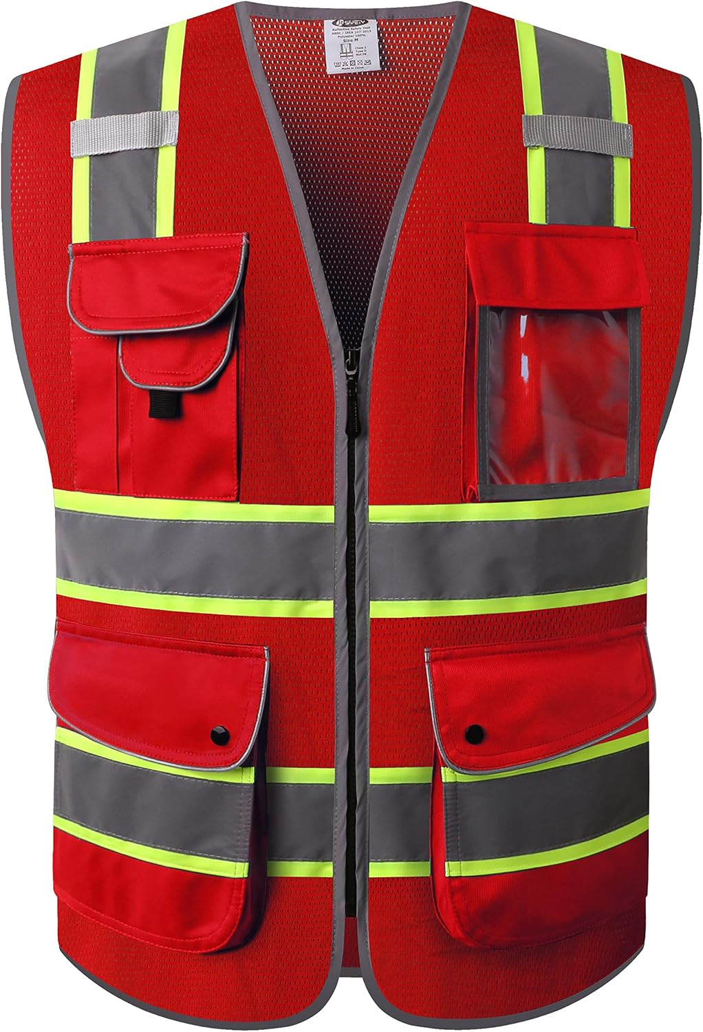 Detalle de JKSafety 9-Pocket Hi-Vis Mesh Safety Vest, Large