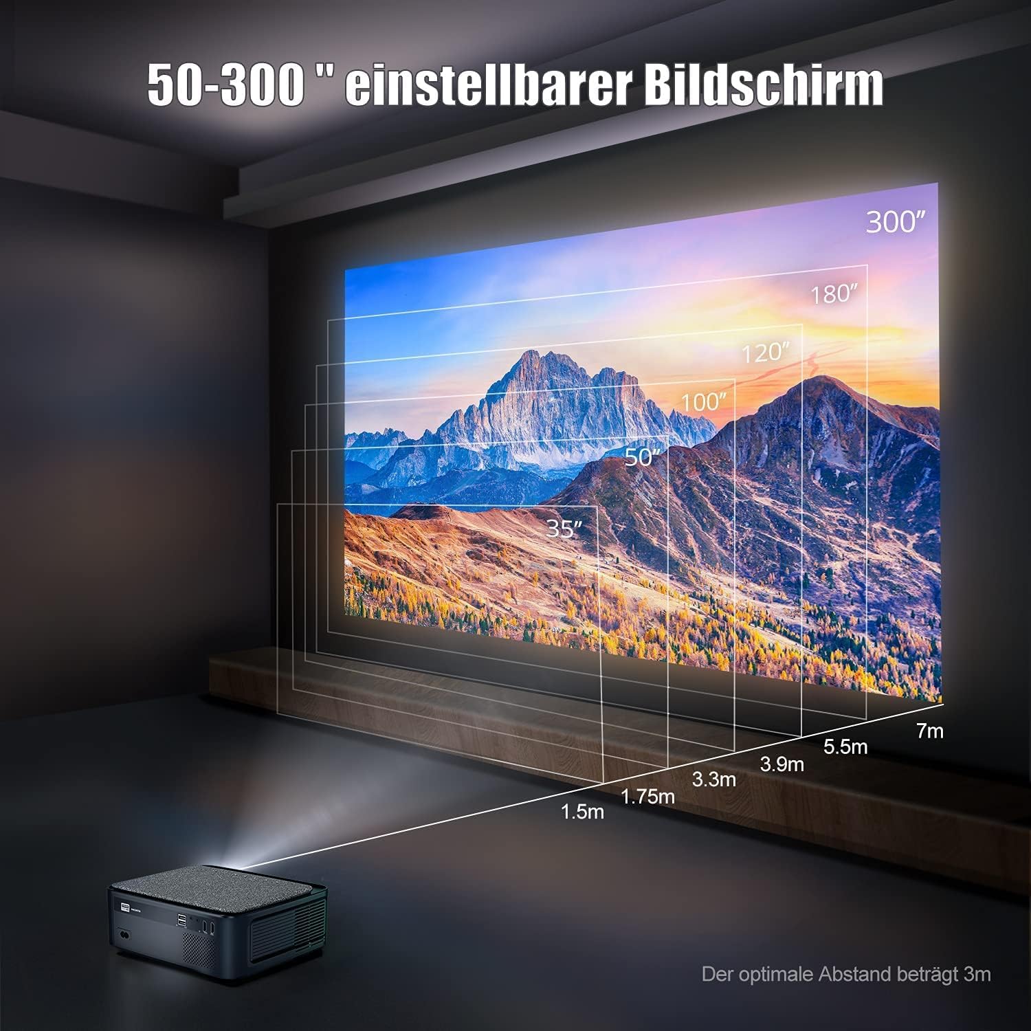Thumbnail 5 de Proiettore 4K WiMiUS (Serie K1) con WiFi 6 e Bluetooth per Home Cinema fino a 300