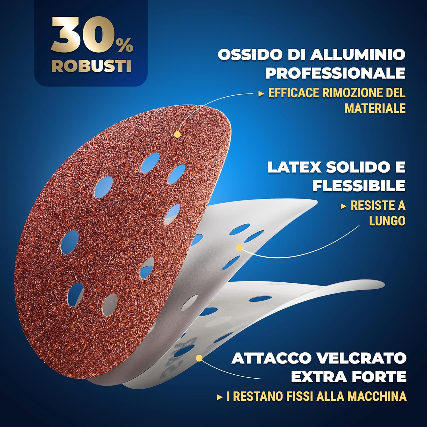 Detalle de S&R 100 Dischi Abrasivi 125mm Velcrati – Grana 120 per Levigatrice Orbitale, 8 fori, 100 pezzi