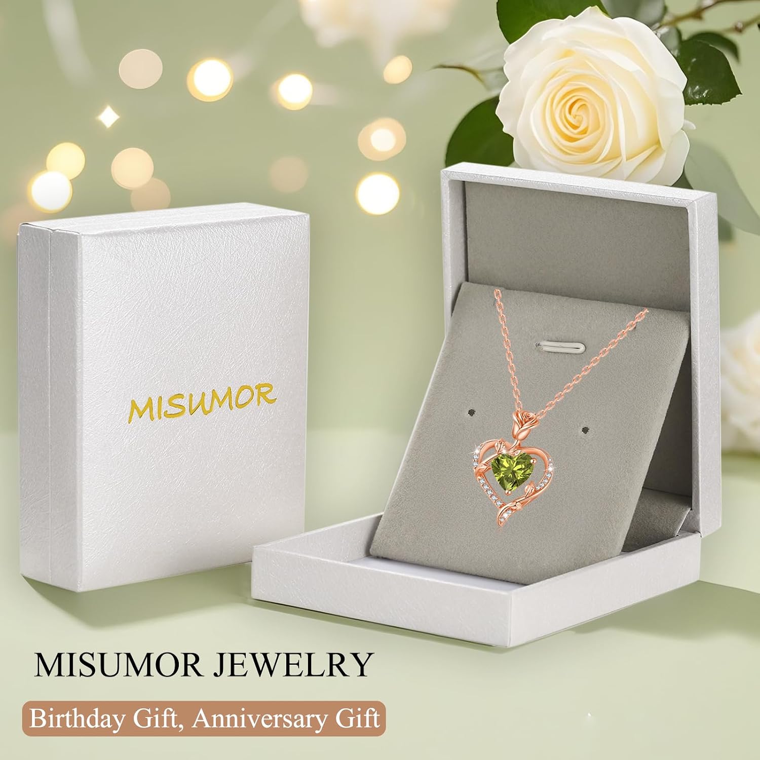 Thumbnail 5 de Collier cœur et rose en argent 925 MISUMOR