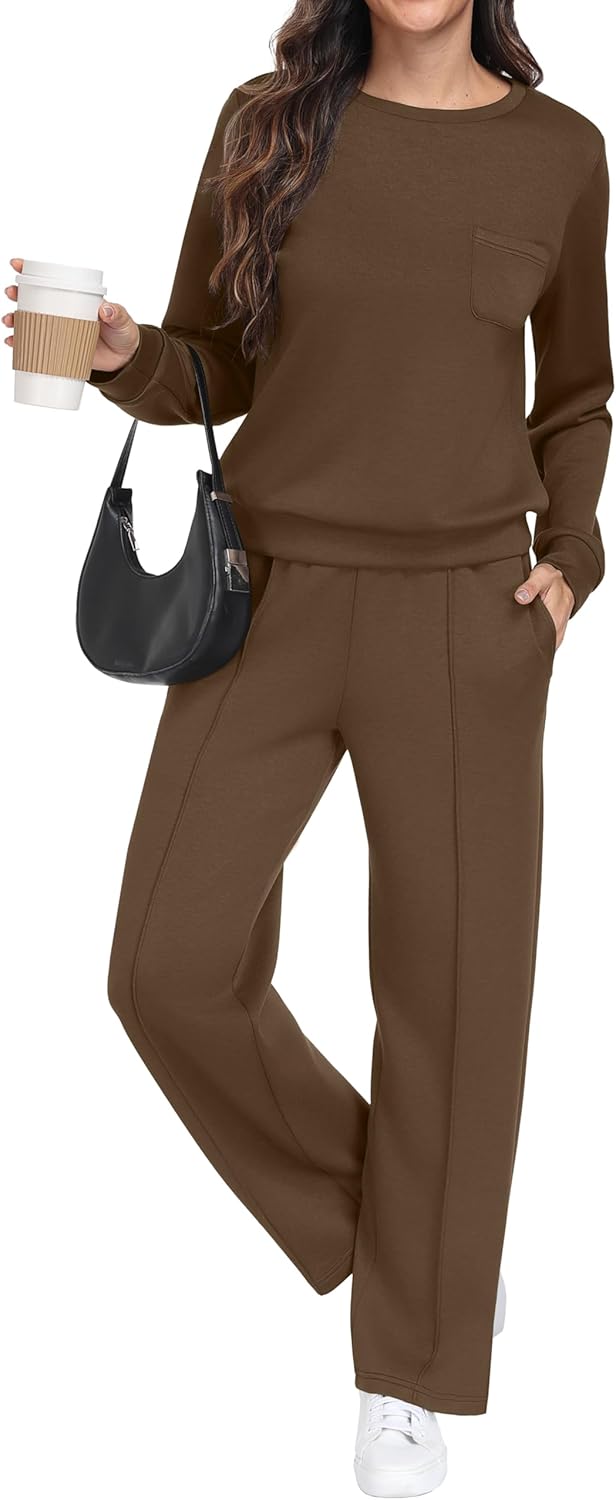 Detalle de GRECERELLE Women's Tracksuit Full Set – Autumn Long Sleeve Lounge 2-Piece with Pockets