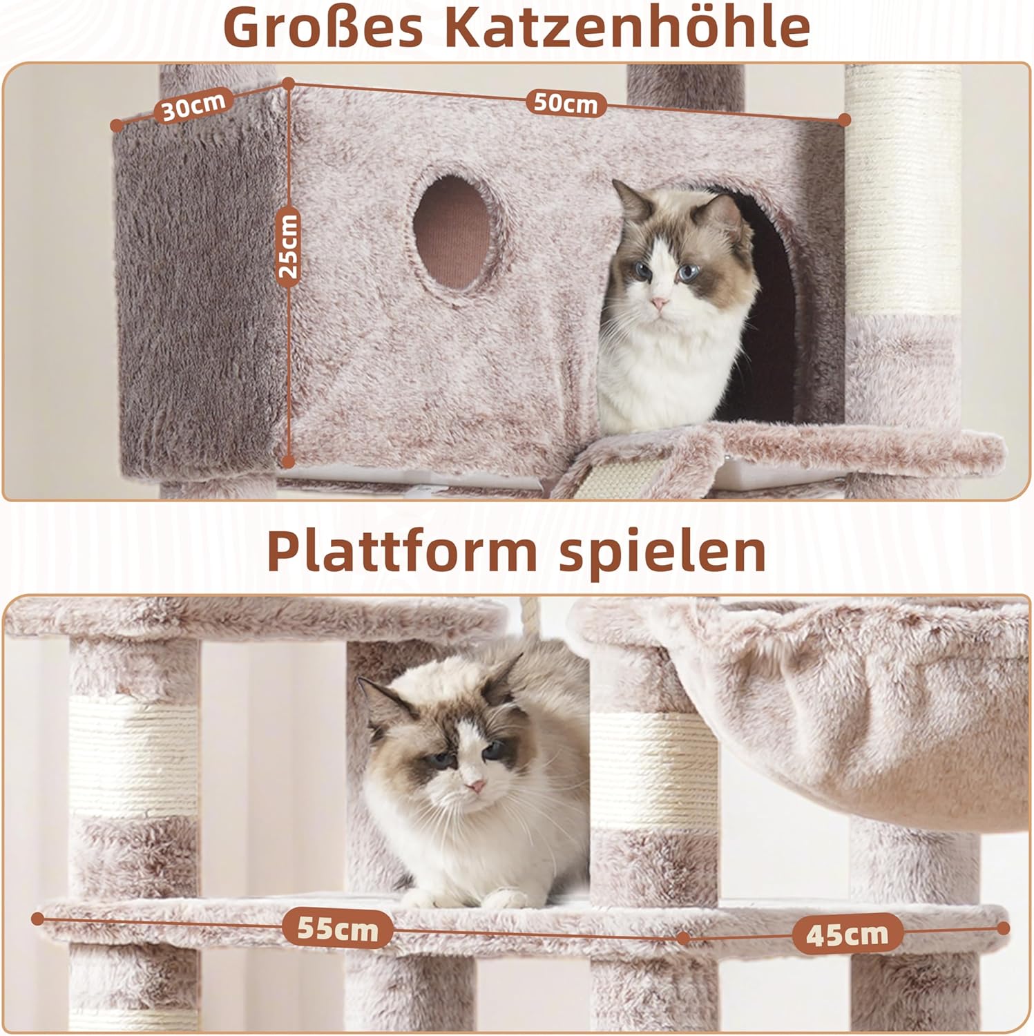 Detalle de Gitelsnour Kratzbaum groß GCT031MU (200 cm) für Innenbereich