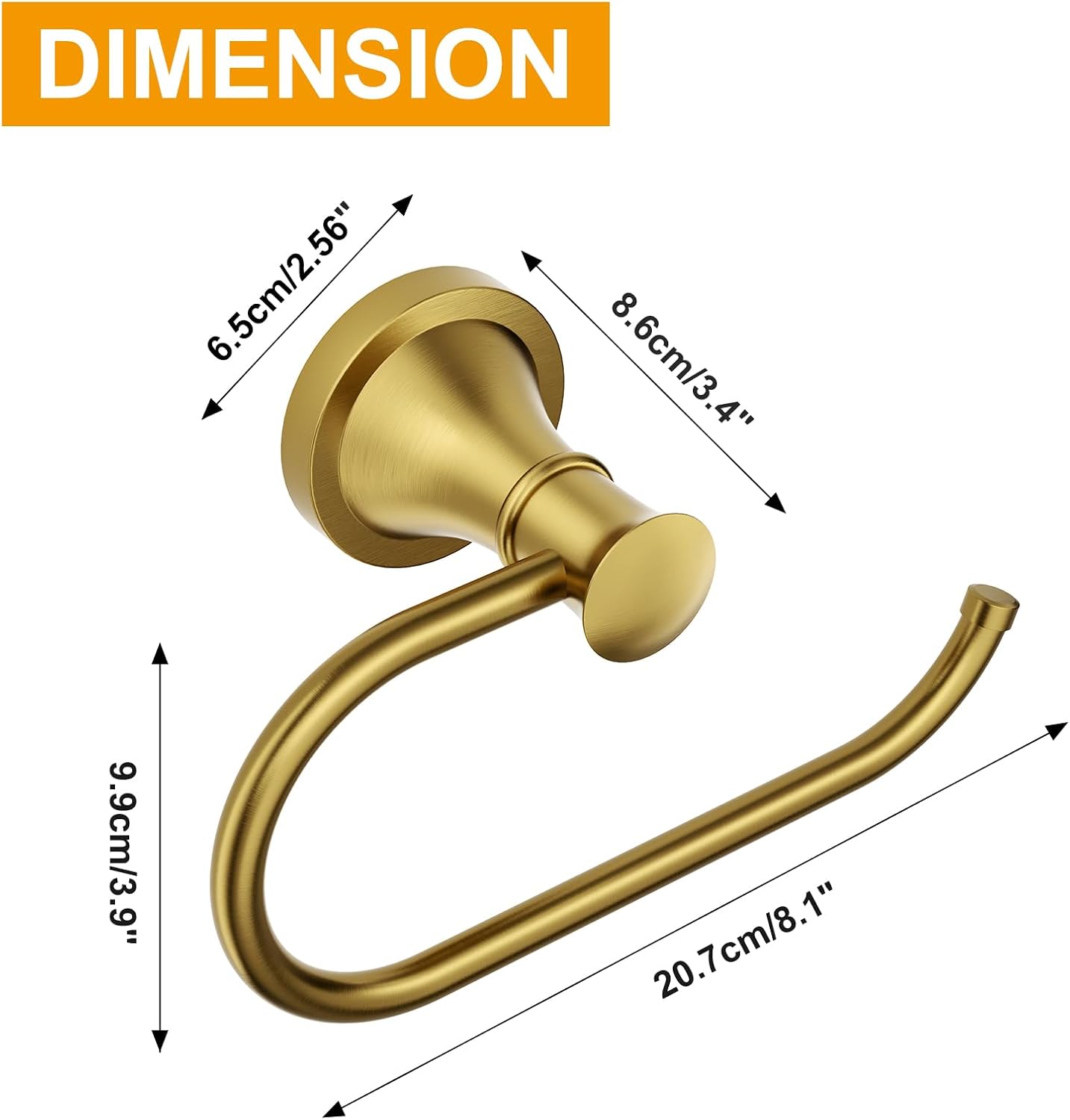 Thumbnail 4 de BESy Brushed Gold Toilet Paper Holder – Round Wall Mounted, Rustproof & Durable