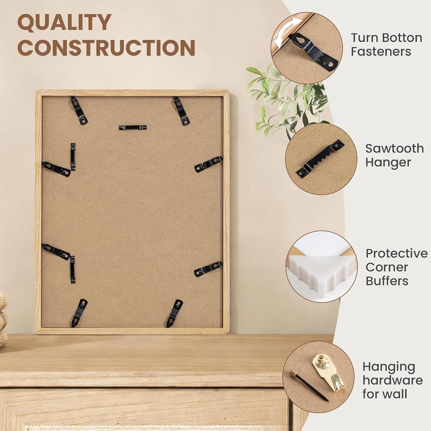 Detalle de KovaScape 8.5x11 Picture Frame in Solid Oak with Tempered Glass