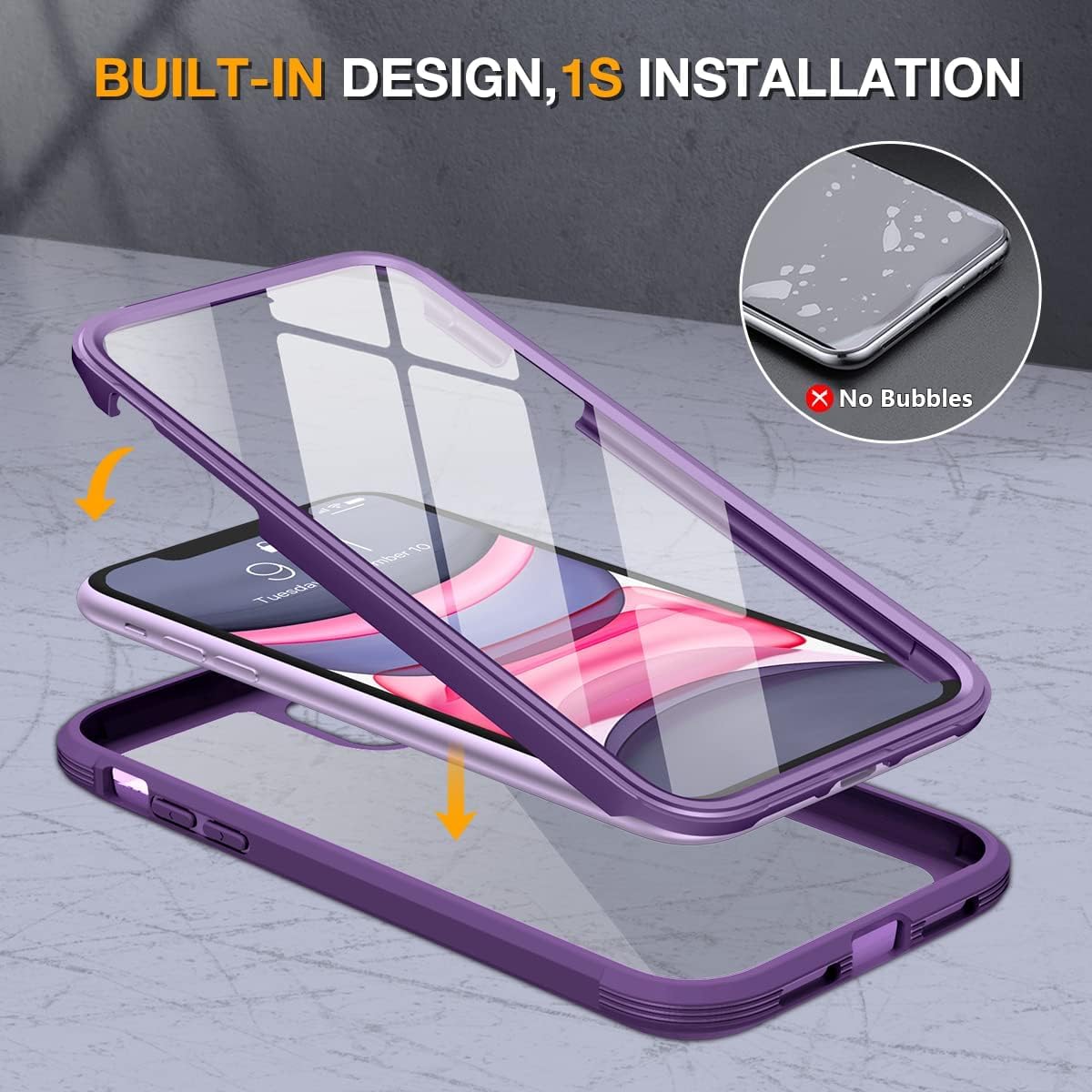 Thumbnail 1 de Miracase Glass Case for iPhone 11 (6.1”) – Built-in 9H Glass Screen Protector, Full-Body Shockproof Protection