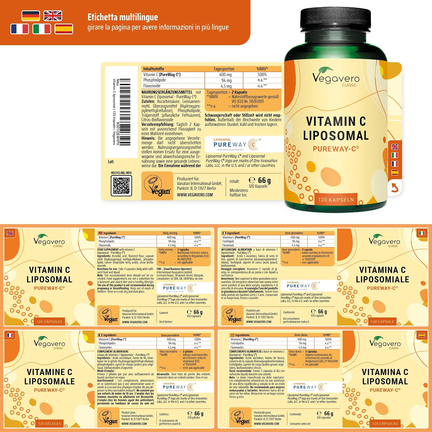 Thumbnail 5 de Vegavero Vitamina C liposomiale 120 capsule 💊