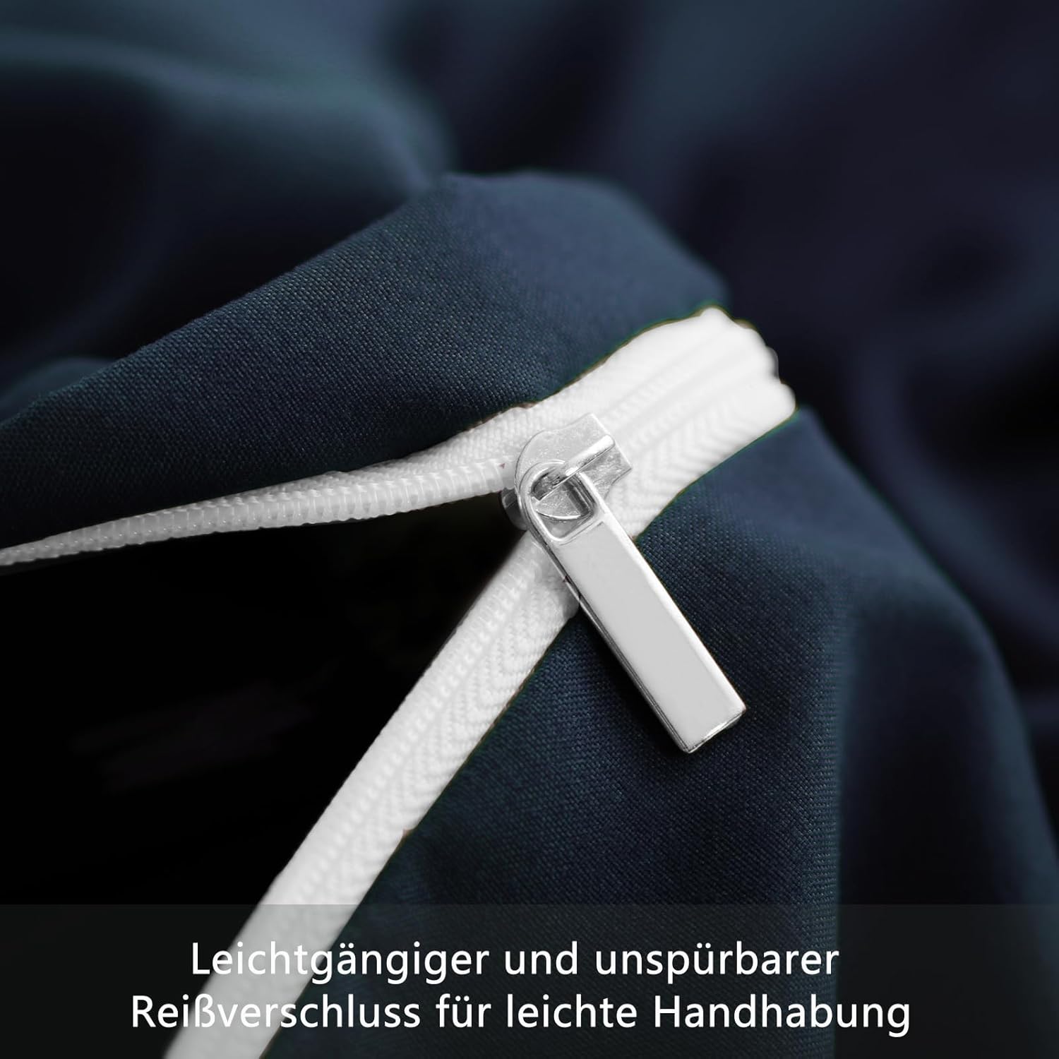 Thumbnail 6 de RUIKASI Bettwäsche 135x200 4-teilig Blau (Marine) aus Mikrofaser mit Reißverschluss