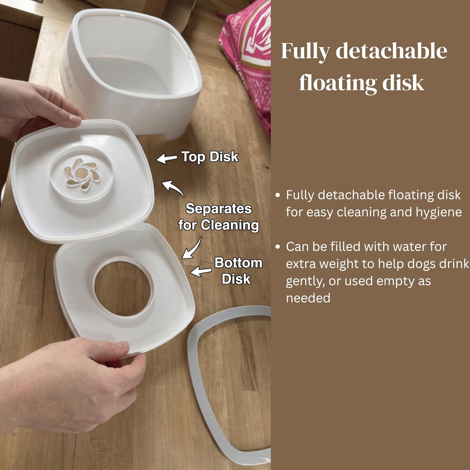Detalle de H&A PETCARE Non Spill Dogs Water Bowl (1.5L) – Travel splash-proof bowl for dogs and cats, grey