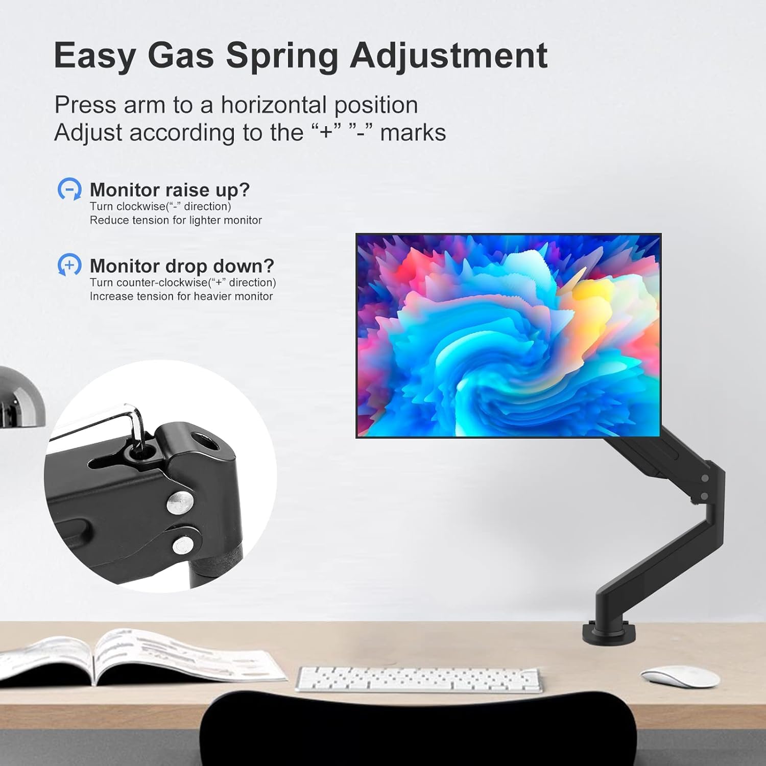 Thumbnail 5 de Suptek Supporto per Monitor a Braccio con Molla a Gas regolabile in altezza (17–32") VESA 75/100, fino a 10 kg, nero opaco