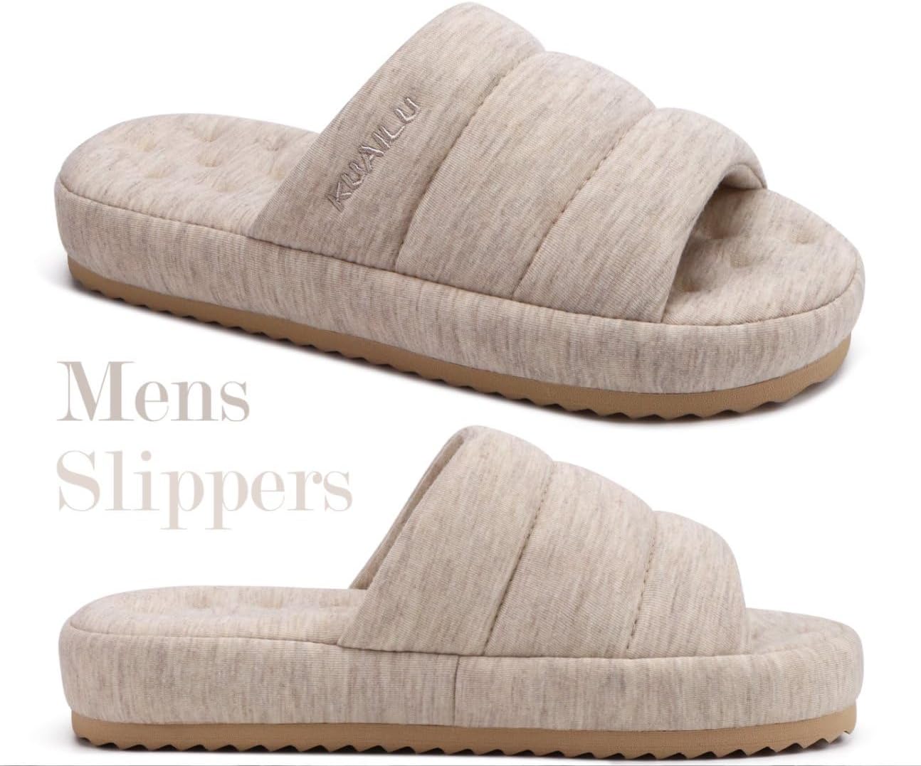 Thumbnail 5 de KuaiLu Men's Quilted Cotton-Blend Slippers with Memory Foam