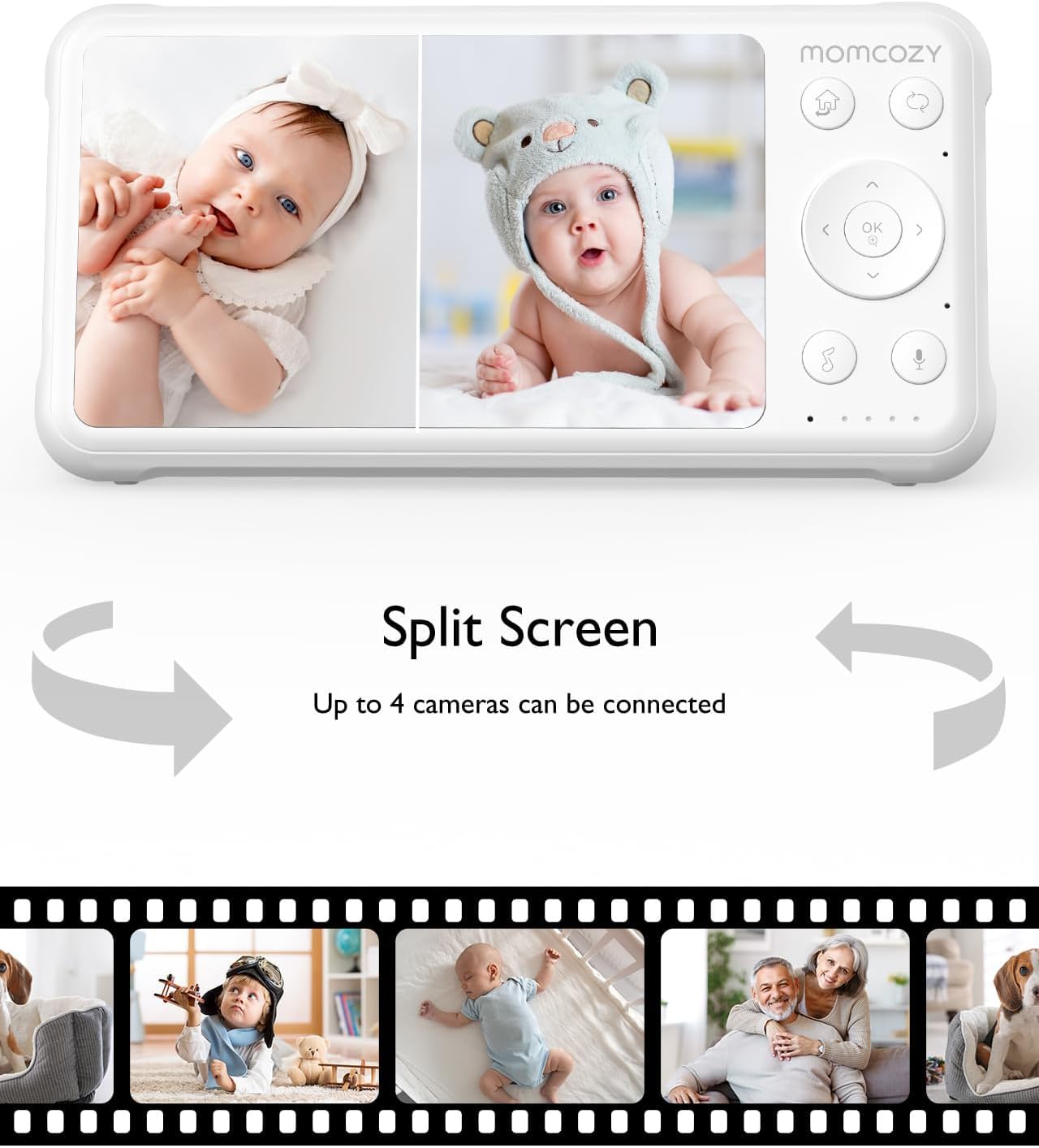 Thumbnail 2 de momcozy Baby Monitor with 2 Cameras: 5-Inch 1080P Split Screen, No WiFi, 5000mAh Battery