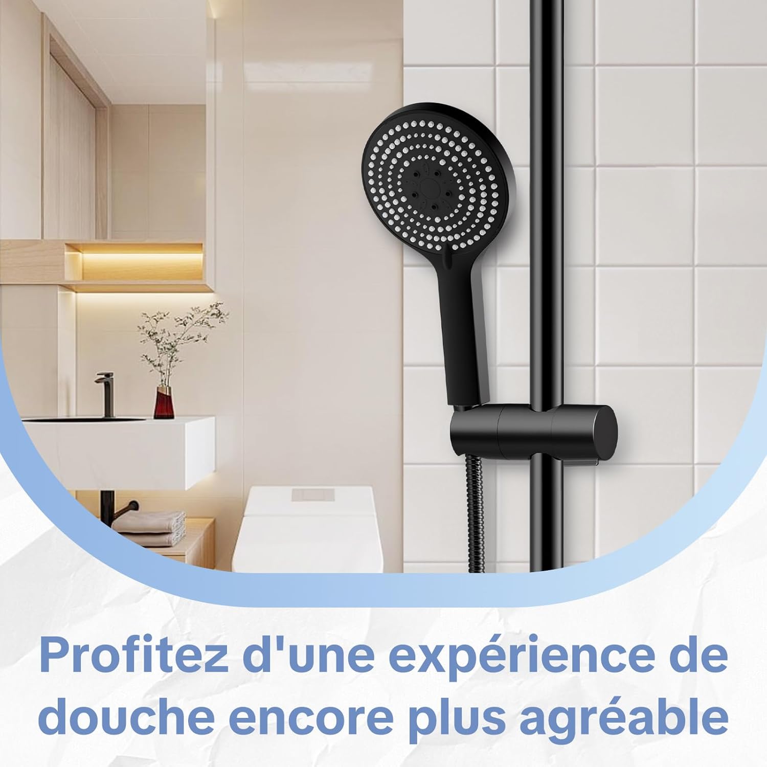 Thumbnail 6 de OFFO Support Pommeau de Douche Réglable 19–25 mm en ABS, Noir