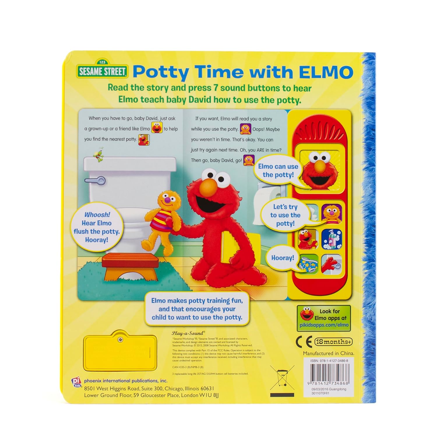 Detalle de PI Kids Sesame Street Potty Time with Elmo Sound Book, 7 Play-a-Sound Buttons