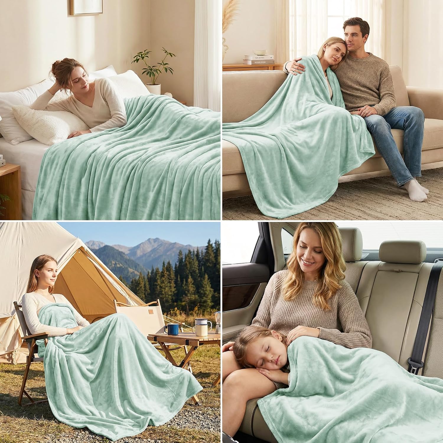 Detalle de CozyLux Plaid couverture polaire 220x240 cm vert sauge