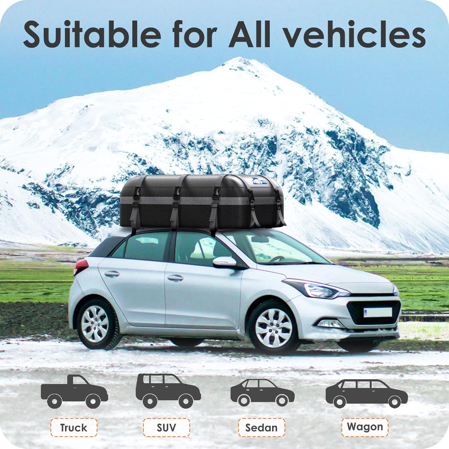 Detalle de BOYUJK Car Roof Bag 566L: Waterproof, versatile 20 Cubic ft cargo solution without a rack