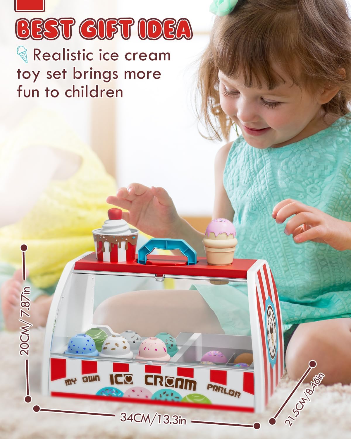 Detalle de Lehoo Castle Ice Cream Toys for Kids – All-in-One Ice Cream Counter Set (Red) for 3+