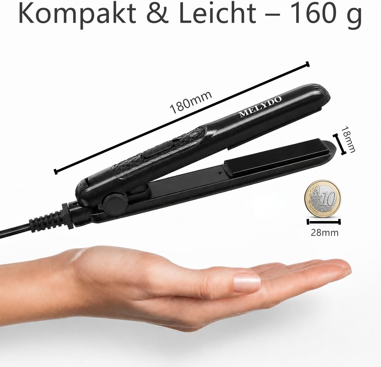 Thumbnail 4 de Melydo Mini Glätteisen 1,8 cm – Schnellaufheizung, Keramikplatten, Reisehaarglätter