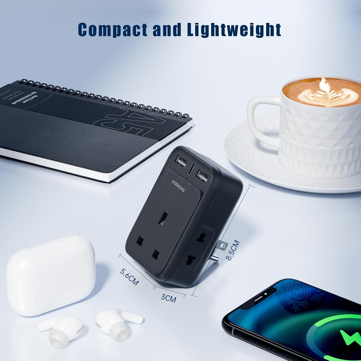 Thumbnail 3 de UK to US Plug Adapter with 2 USB-A and USB-C ⚡