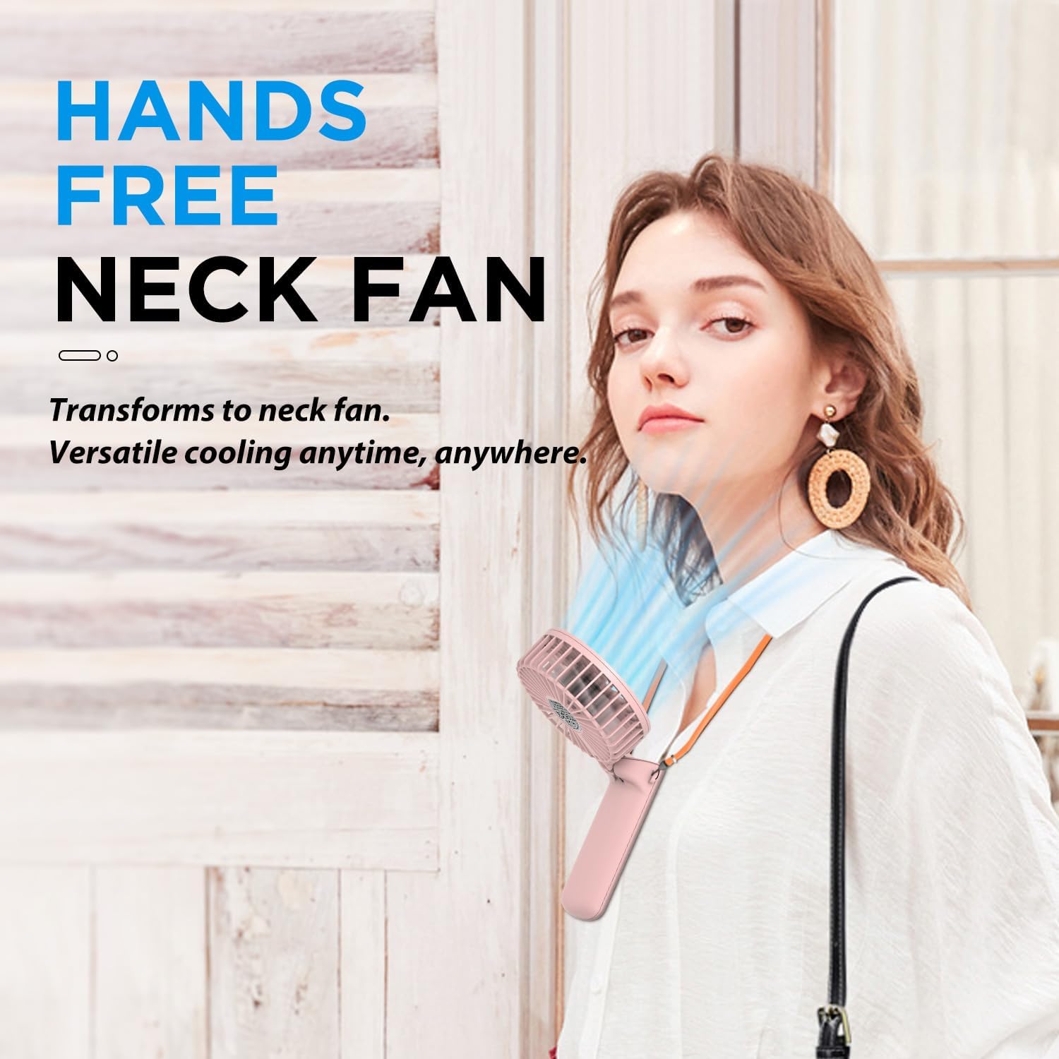 Thumbnail 3 de Lepwings Portable Mini Handheld Fan – 16-Hour USB Rechargeable Neck Fan (Pink)