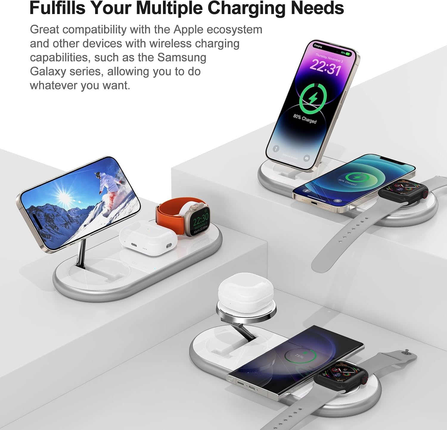 Detalle 2 de Apple MagSafe 3-in-1 Charging Station for iPhone 15