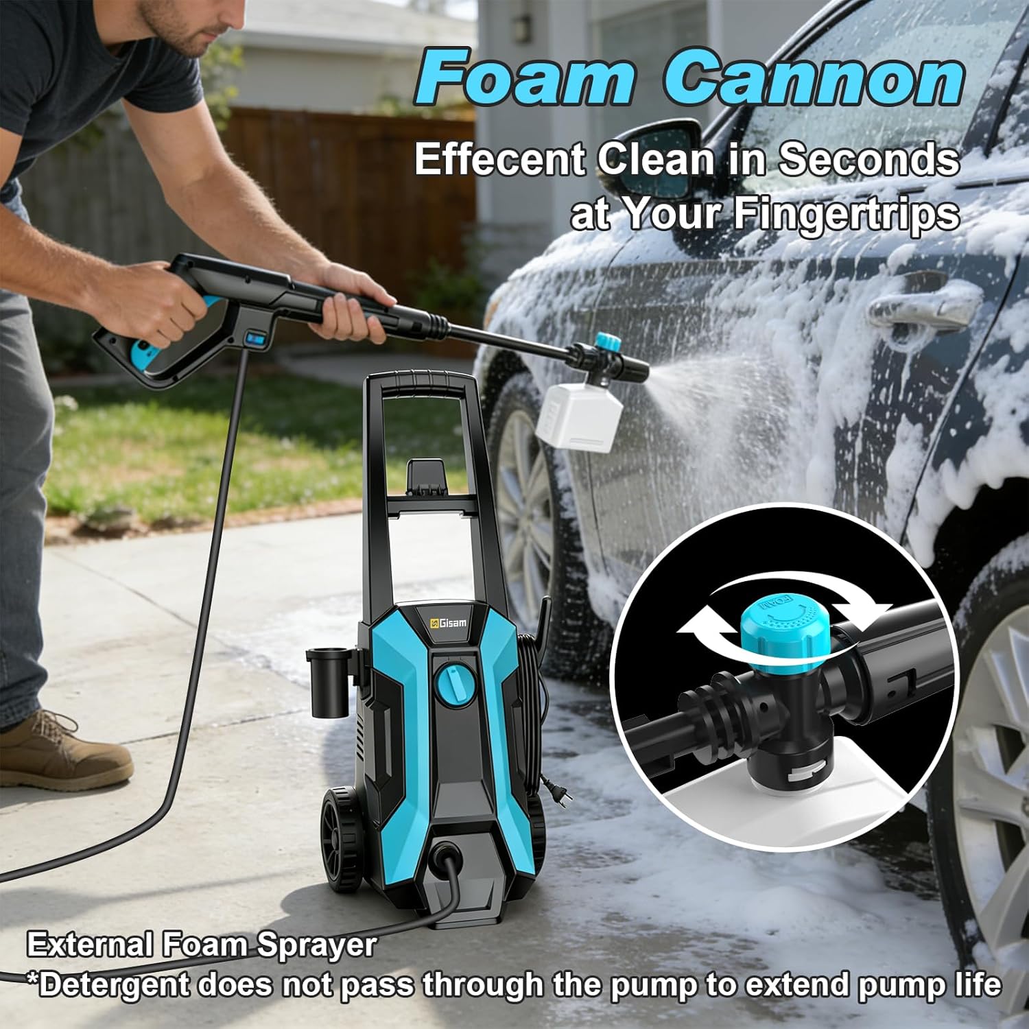 Thumbnail 6 de Gisam 2200W Nettoyeur Haute Pression avec Enrouleur de Tuyau 8 m – 180 bar, 480 L/H