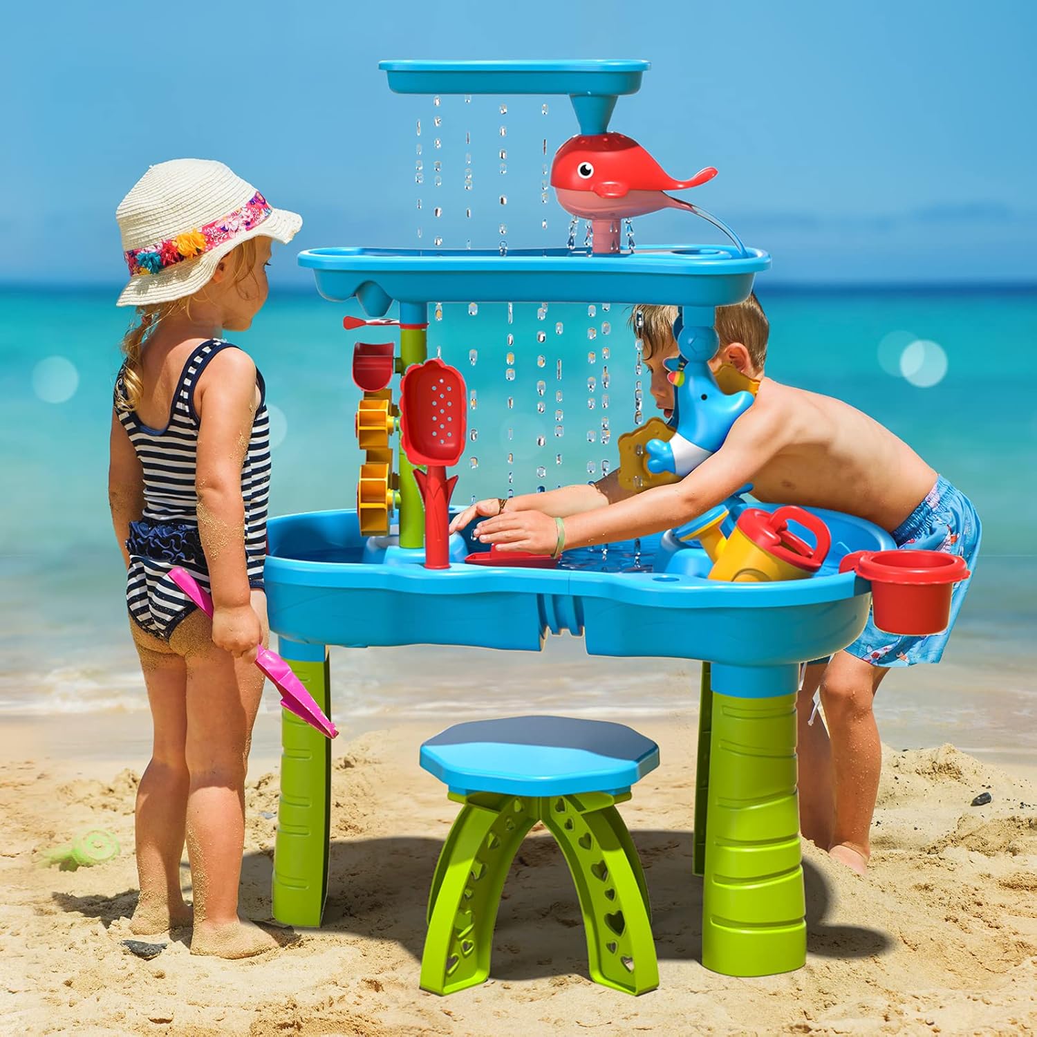 Thumbnail 4 de Doloowee Wasserspieltisch mit 12-teiligem Zubehörset – großer Wasser- und Sandspielbereich für Kinder ab 3 Jahren