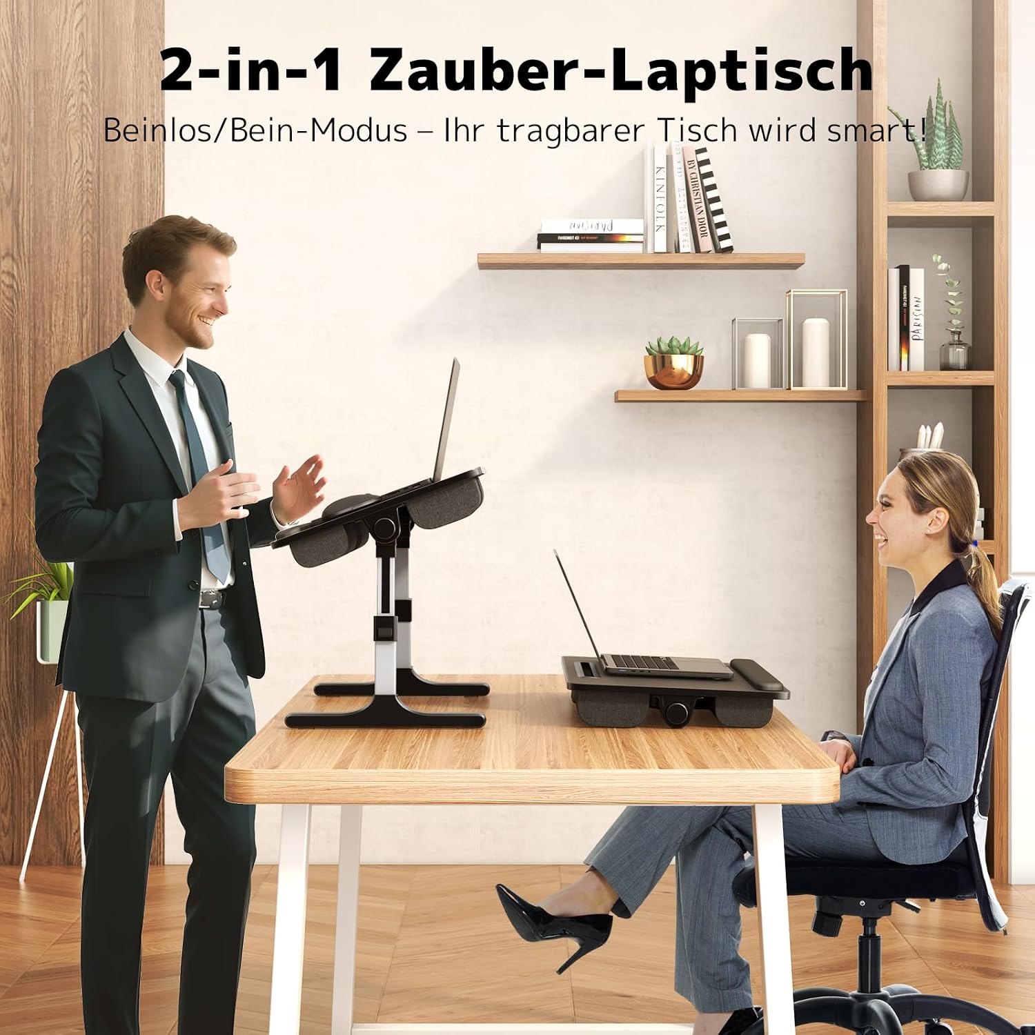 Detalle 2 de PUTORSEN Laptoptisch fürs Bett – höhen- & winkelverstellbar, klappbar (58 x 37 cm, schwarz)