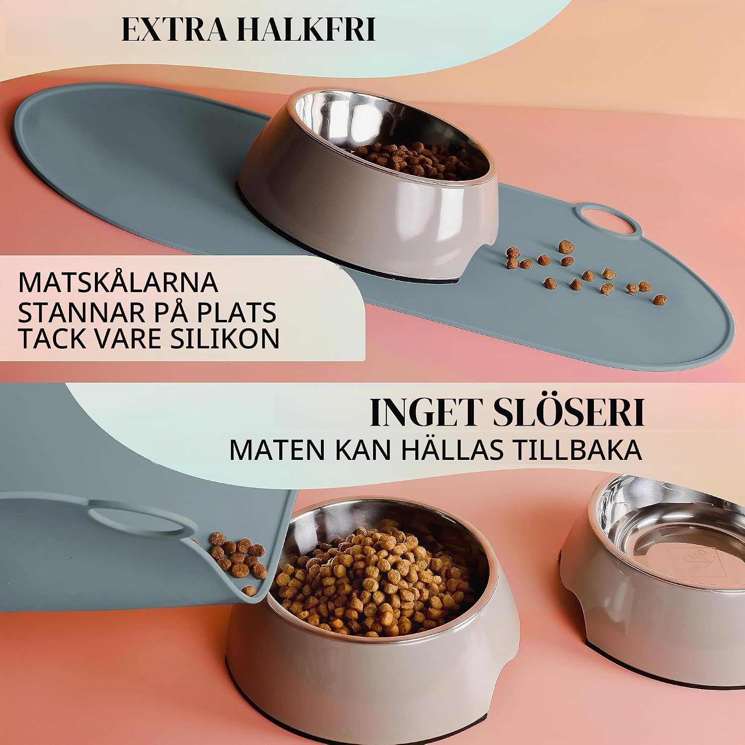 Detalle 2 de ne&no silikonmatta för katt- och hundskålar, halkfri, stålblå 49 x 25 cm