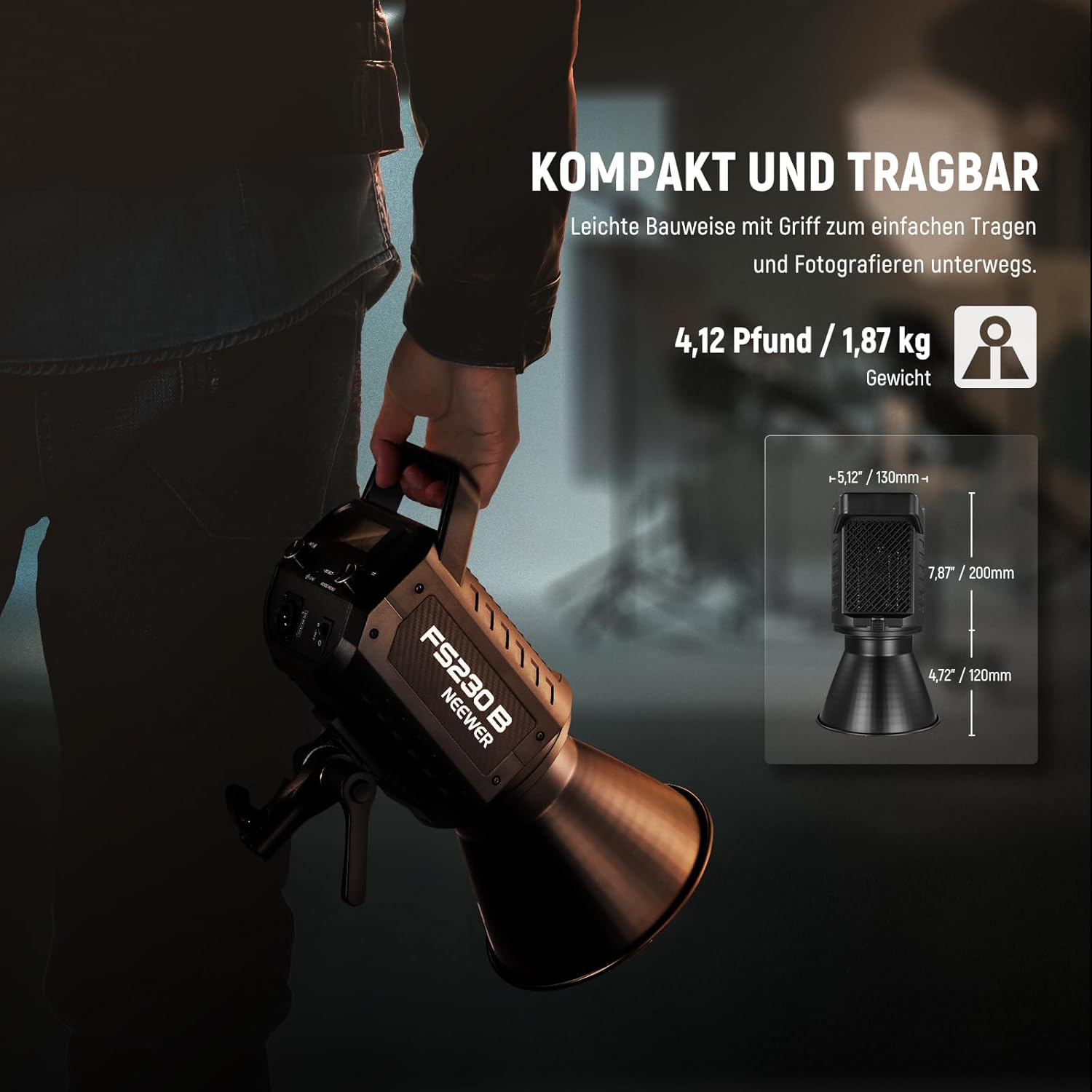 Thumbnail 2 de NEEWER FS230B LED Videoleuchte (230 W) mit 2,4G/APP, Bi-Color 2700–6500 K und Bowens-Halterung