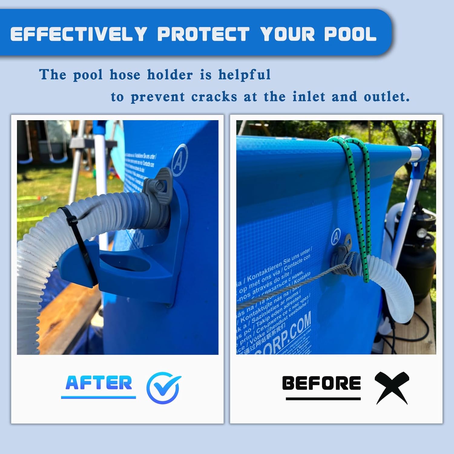 Thumbnail 3 de 2er Set Pool-Schlauchhalterungen für 26–38 mm Rohre – passend für Intex & Bestway (blau)