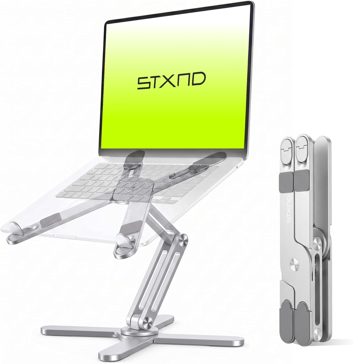 Detalle de STXND Model-X 2.0 Adjustable Laptop Stand, 360° Swivel, Foldable Aluminum