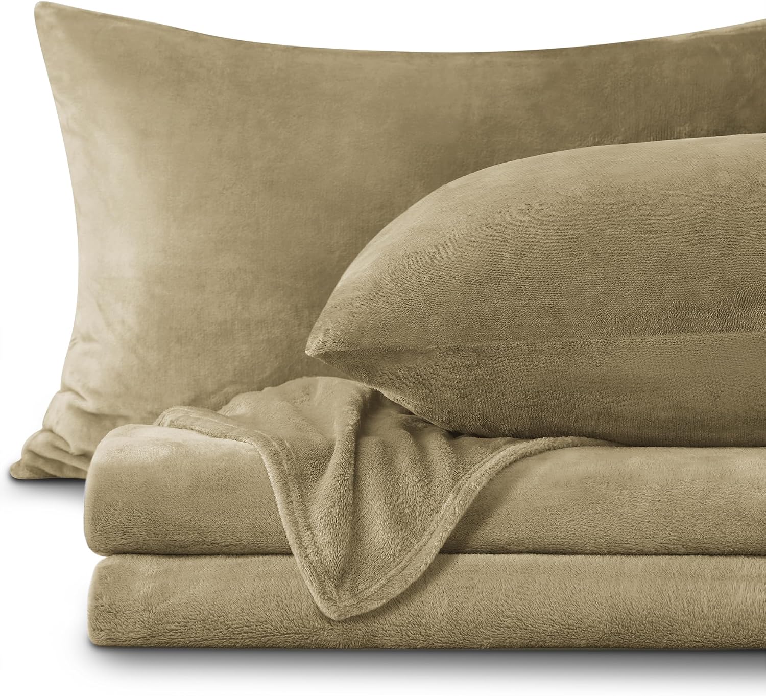 BEDELITE King Flannel Sheets, Camel Microfiber, 4-Piece Set with 16-Inch Pocket