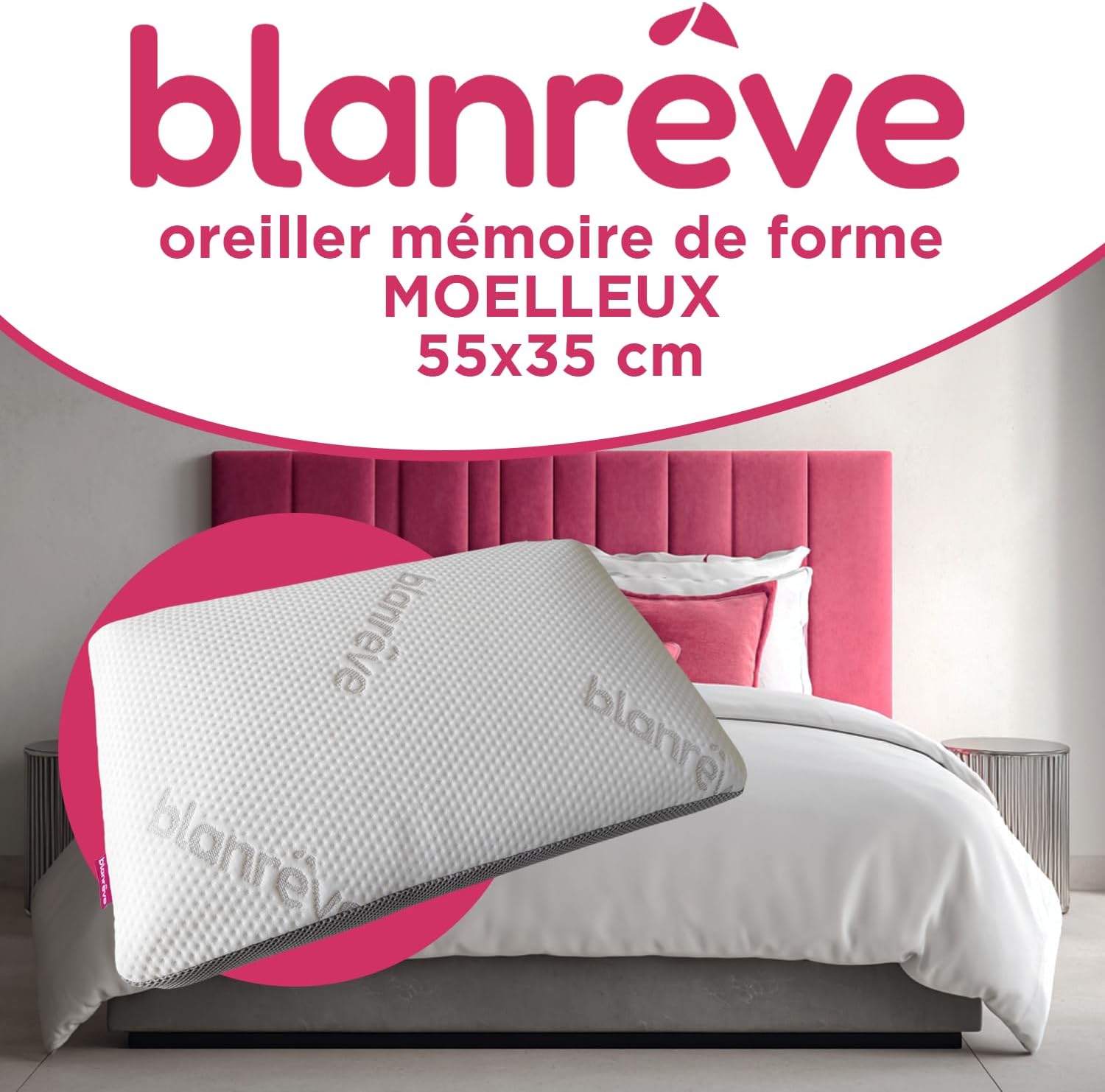 Thumbnail 1 de Blanrêve Oreiller à Mémoire de Forme 55x35 cm – Confort Moelleux
