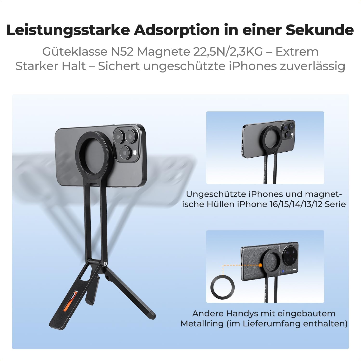 Detalle 2 de K&F Concept MS-47 magnetisches Handy Stativ