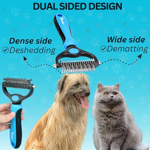 Thumbnail 1 de Candure Dematting Comb for Dog and Cat – 2-in-1 Deshedding Tool (Blue)