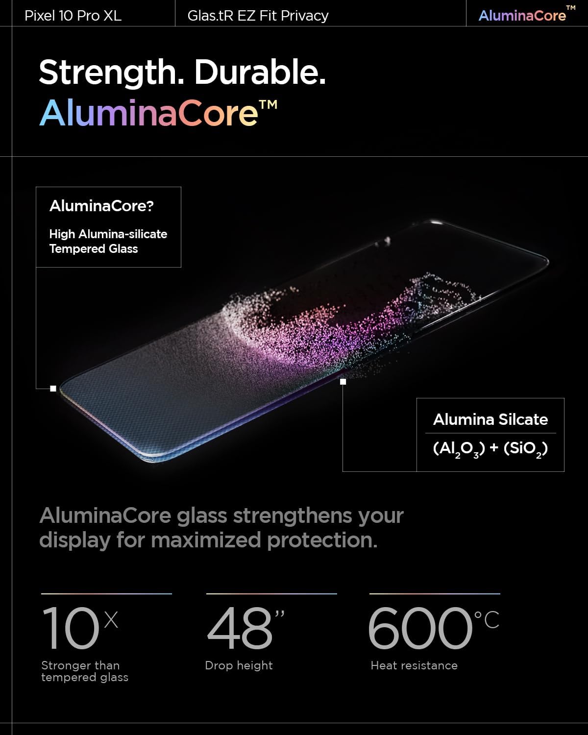 Detalle de Spigen Glas.tR EZ Fit in vetro temperato anti-spia per Google Pixel 10 Pro XL e Pixel 9 Pro XL (2 pezzi)
